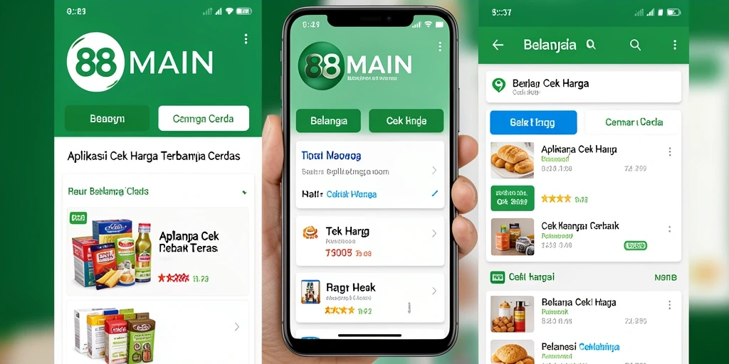 Antarmuka pengguna aplikasi Cek Harga 88MAIN yang informatif.