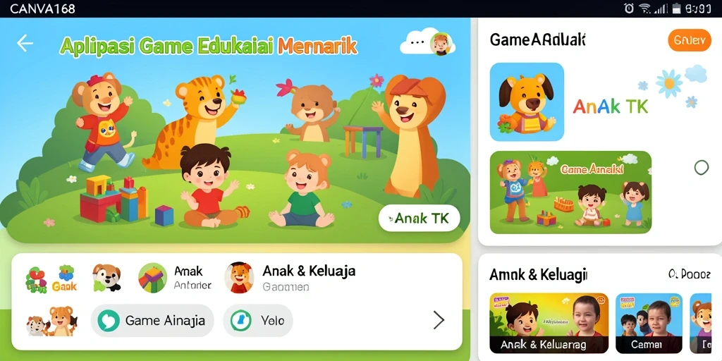 Screenshot antarmuka CANVA168 yang ceria dan interaktif.