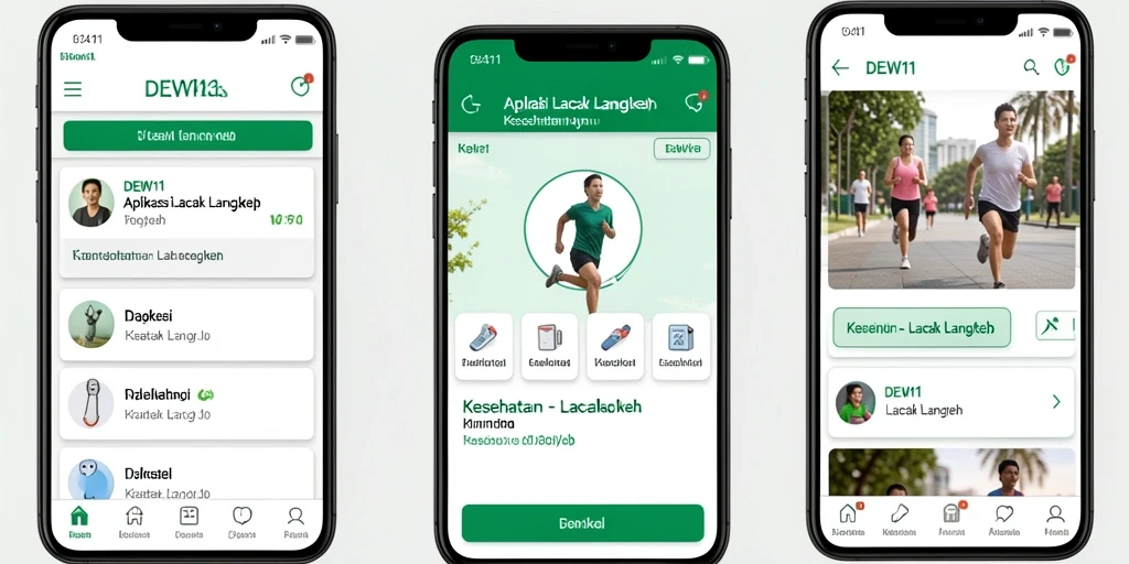 Tampilan antarmuka aplikasi DEWI11 untuk lacak langkah yang user-friendly.