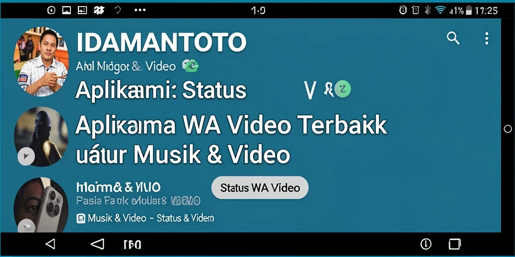 Screenshot utama IDAMANTOTO menampilkan antarmuka sederhana dan fungsi Status WA Video yang menarik.