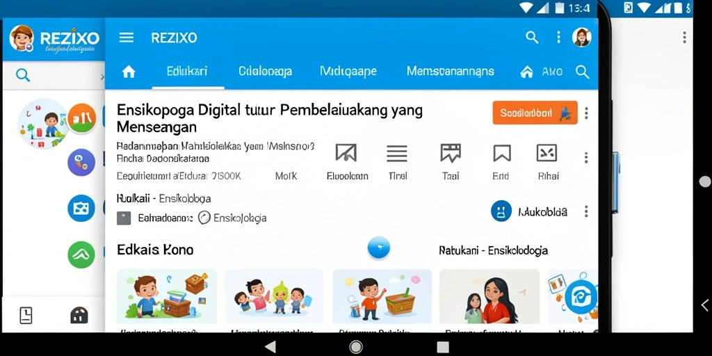Antarmuka utama REZIXO menampilkan berbagai kategori ensiklopedia yang dapat dijelajahi.
