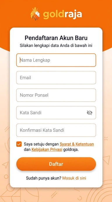 Tampilan halaman daftar goldraja