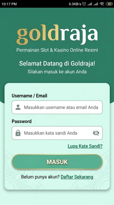 Tampilan halaman login goldraja